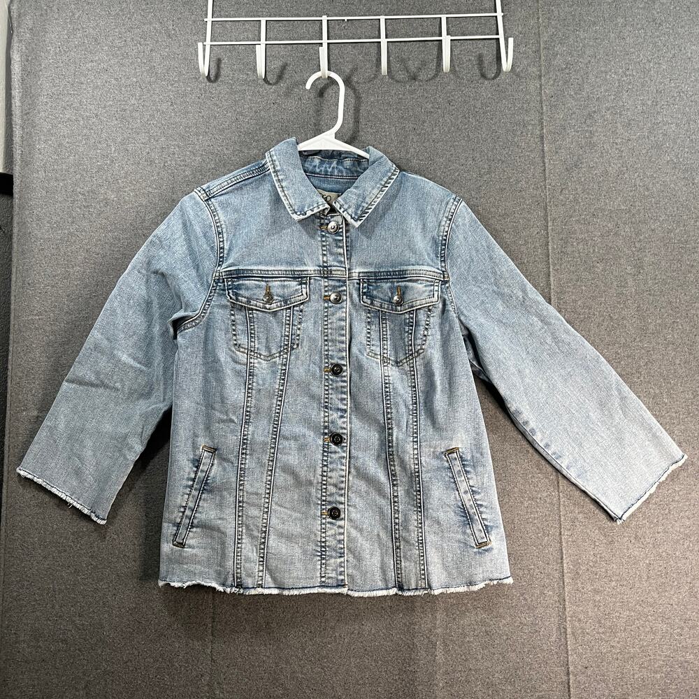 LOGO by Lori Goldstein Jeans Jacket Womens Size 2 Blue 3/4 Sleeve